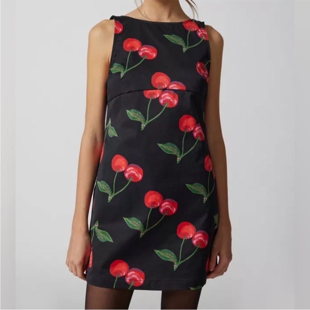 Urban Outfitters Black Cherry-Print Mini Dress
